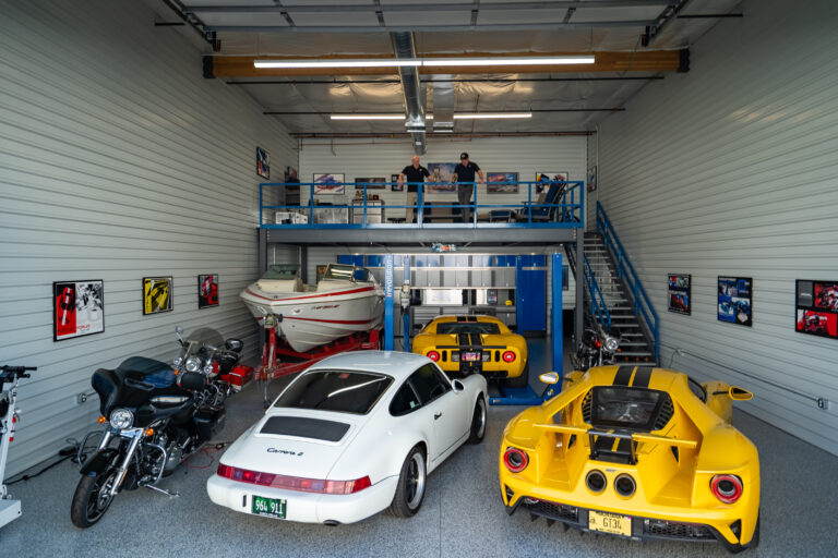 An owner’s garage suite at a Motor Vault community in Arizona