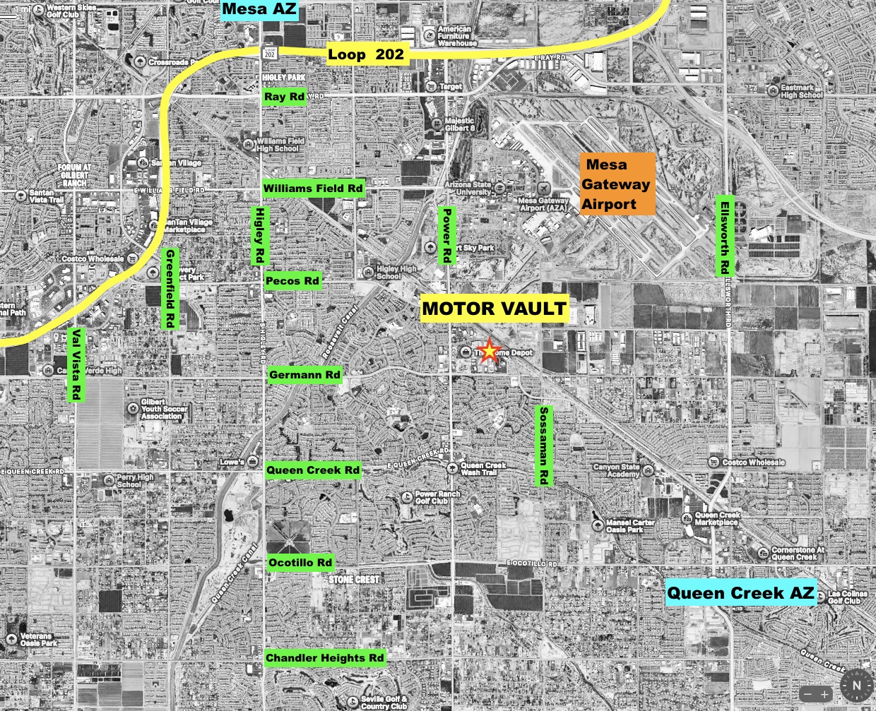 Motor-Vault Queen Creek area map