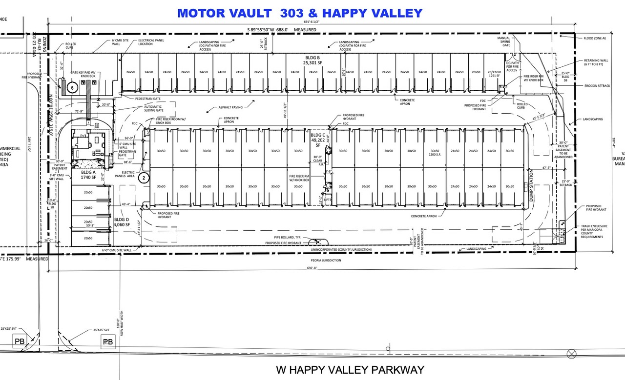 Motor-Vault 303 and Happy Valley architectural site plan
