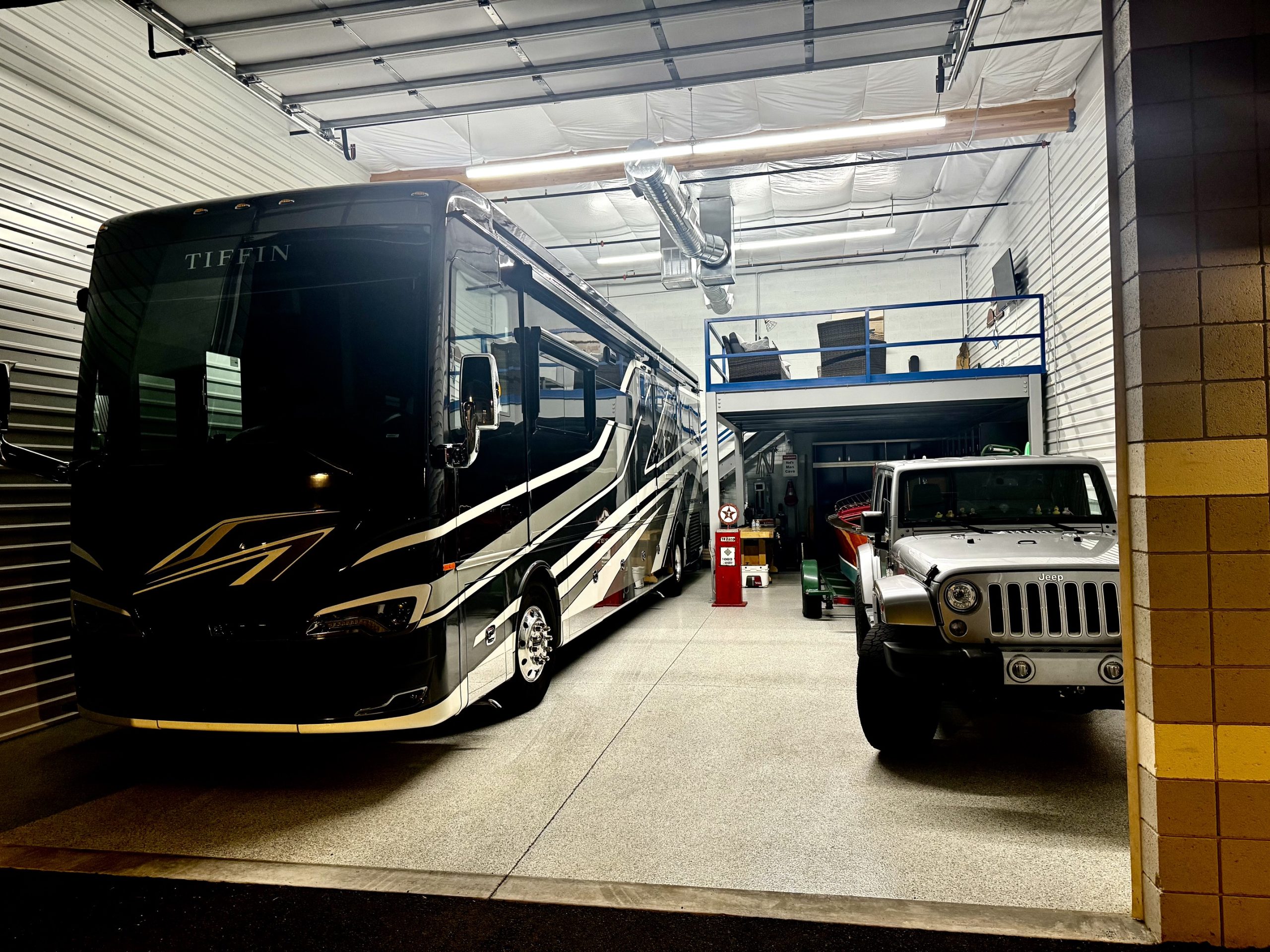 Inside a 30 by 50 foot Motor Vault garage suite in Arizona