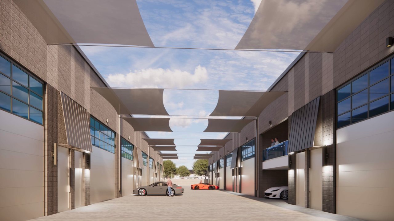 Toy storage garage suites for cars, boats and RVs at Motor-Vault Shea and 101 Scottsdale, conceptual rendering